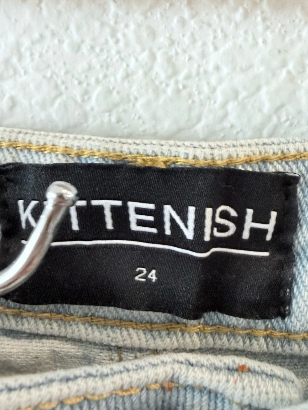 Kittenish- High Rise Light Wash Distressed Shorts - Size 24